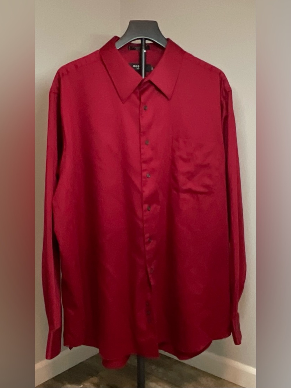 George Men's Red Long-Sleeve Dress Shirt